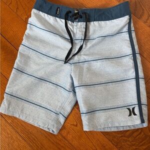 Hurley kids Light Blue Striped Swim Trunks